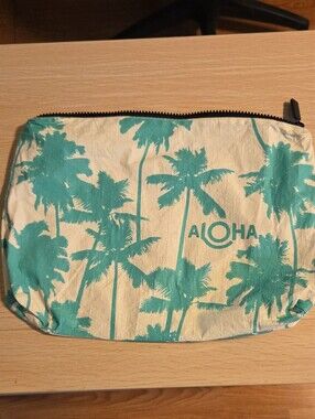 ALOHA Collection Teal Palm Tree Cosmetic Bag